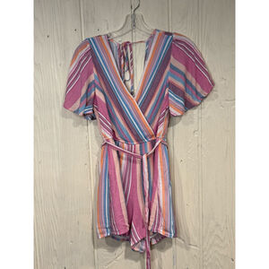 Blue Rain Striped Romper Pink and Blue Size Small